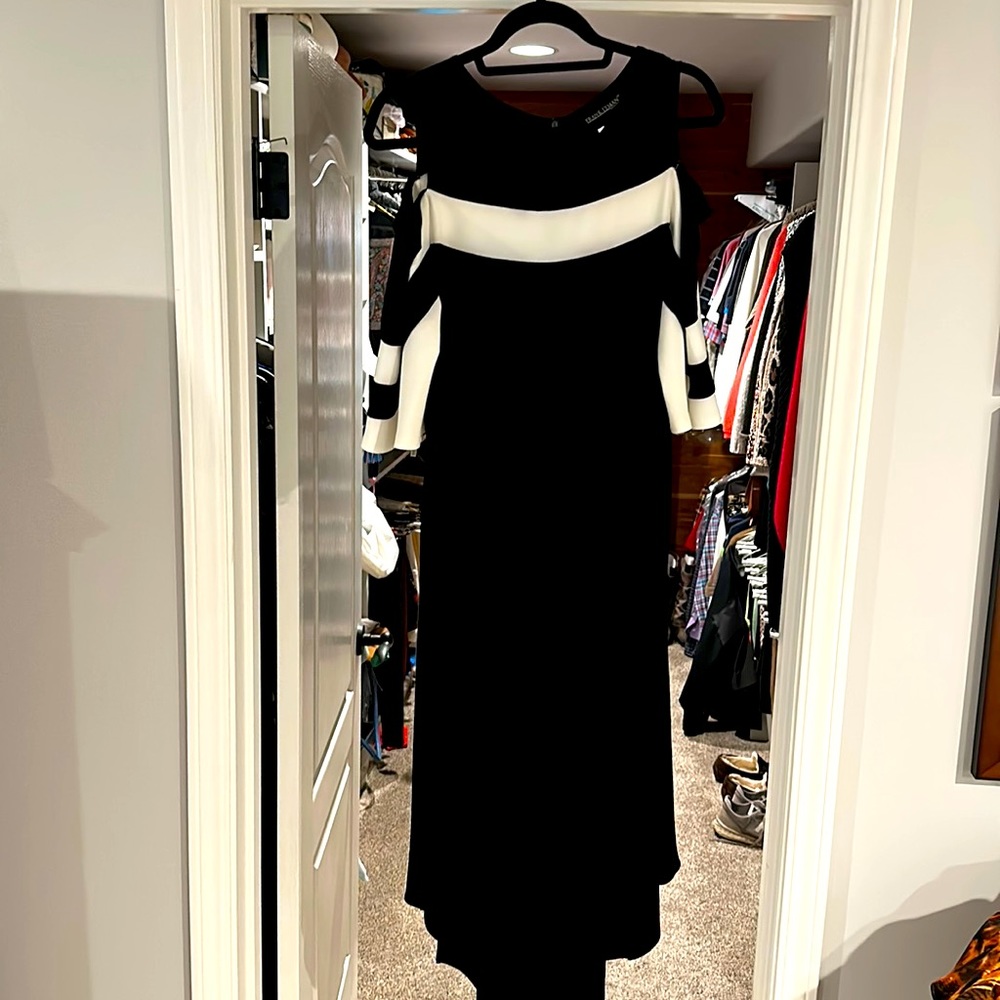 Frank Lyman black and white off shoulder jumpsuit size 6